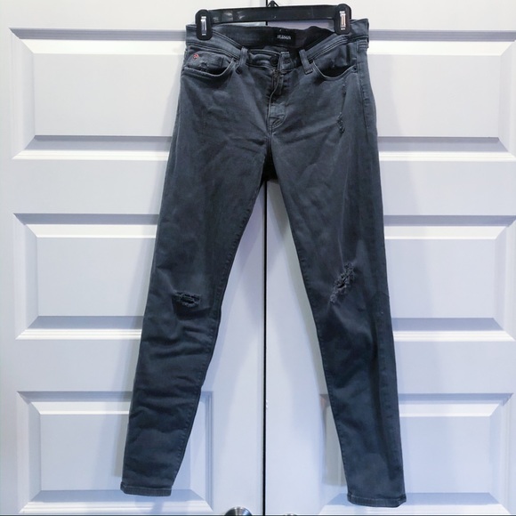 Hudson Ripped Cropped Gray Mid Rise Jeans - Picture 1 of 4